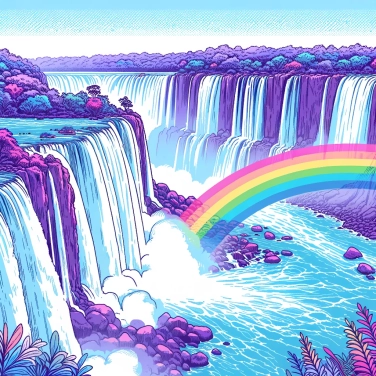 Erkläre, warum Wasserfälle wie die von Iguazú einen dauerhaften Regenbogen erzeugen.